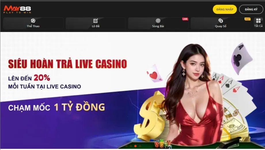Giao diện website May88 đơn giản, dễ chơi